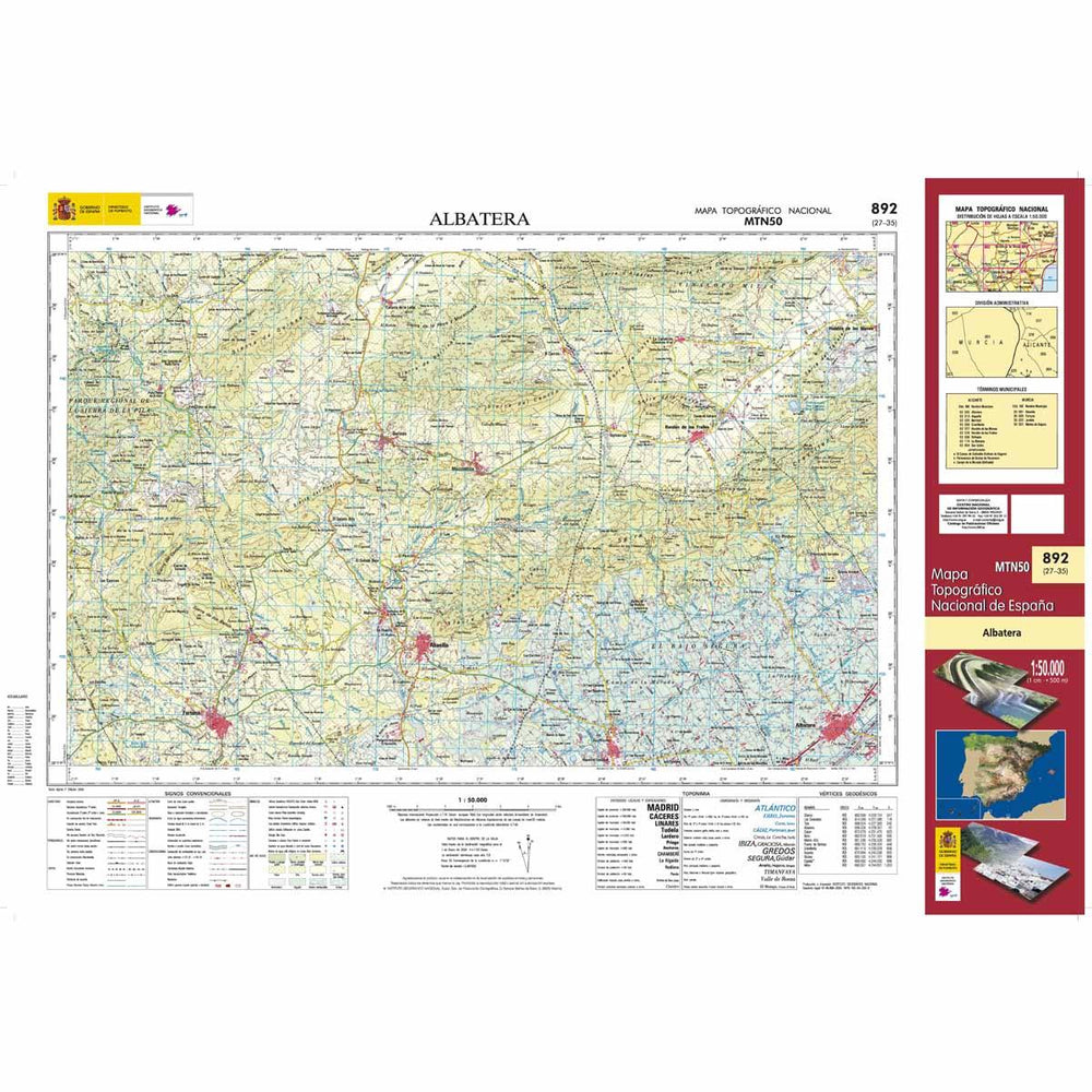 Carte topographique de l'Espagne - Albatera, n° 0892 | CNIG - 1/50 000 carte pliée CNIG 