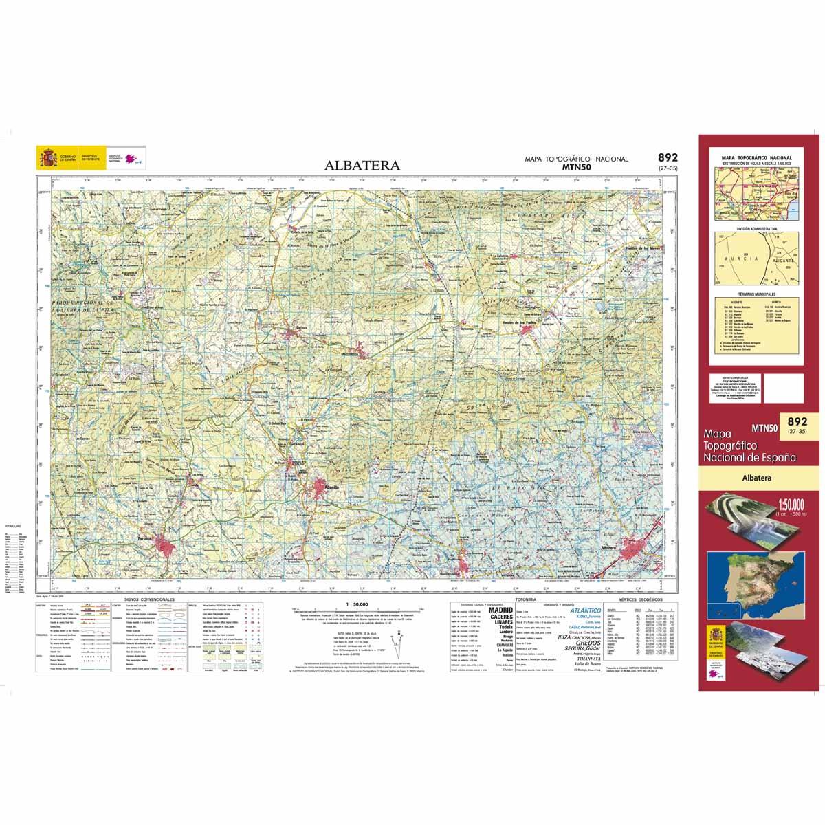 Carte topographique de l'Espagne n° 0892 - Albatera | CNIG - 1/50 000 carte de randonnée CNIG Default Title