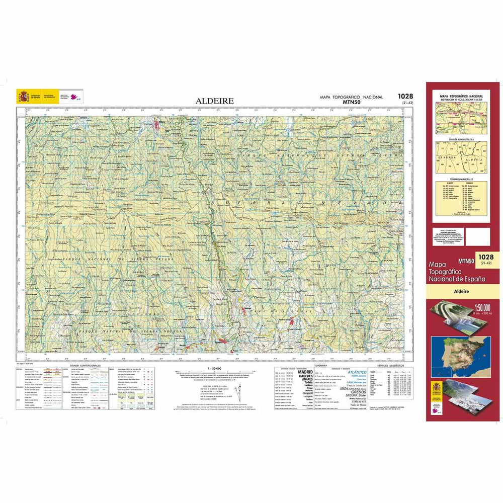 Carte topographique de l'Espagne - Aldeire, n° 1028 | CNIG - 1/50 000 carte pliée CNIG 