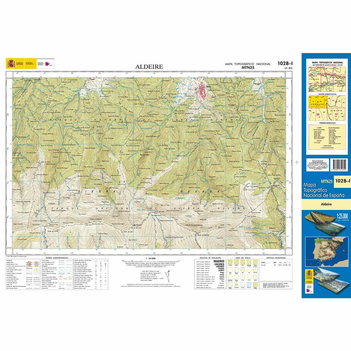 Carte topographique de l'Espagne - Aldeire, n° 1028.1 | CNIG - 1/25 000 carte pliée CNIG 