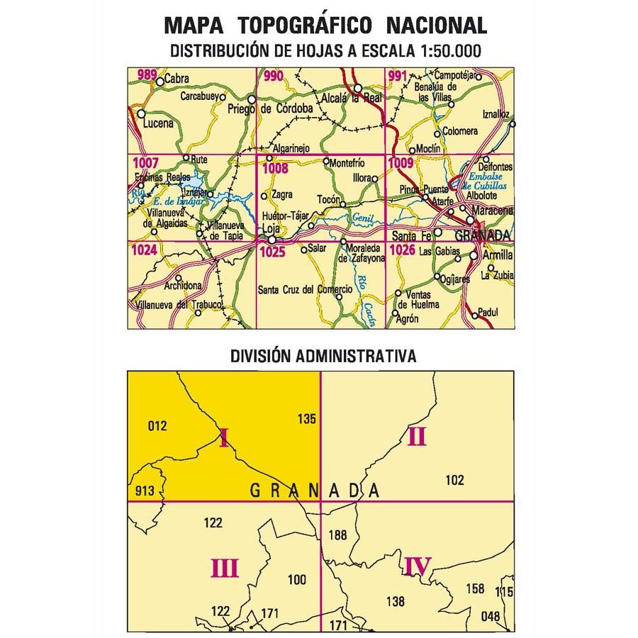Carte topographique de l'Espagne - Algarinejo, n° 10008.1, n° 1008.1 | CNIG - 1/25 000 carte pliée CNIG 