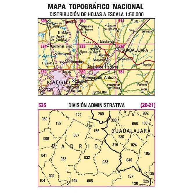 Carte topographique de l'Espagne n° 0535 - Algete | CNIG - 1/50 000 carte de randonnée CNIG