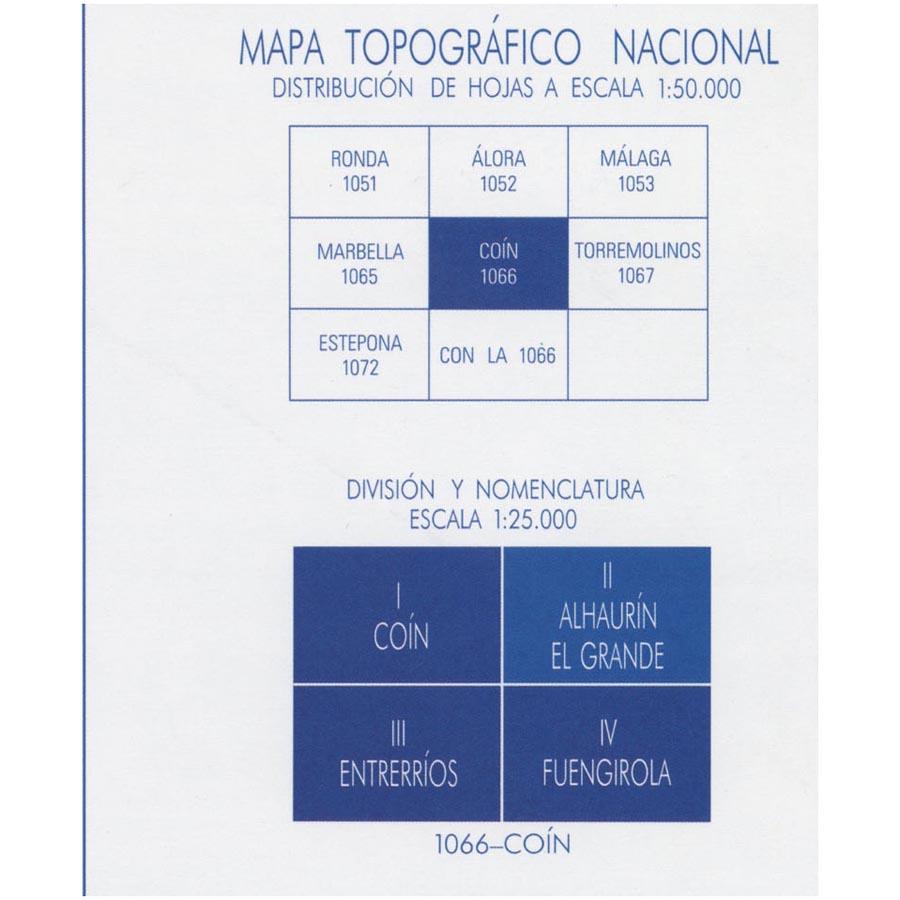 Carte topographique de l'Espagne n° 1066.2 - Alhaurín El Grande | CNIG - 1/25 000 carte de randonnée CNIG