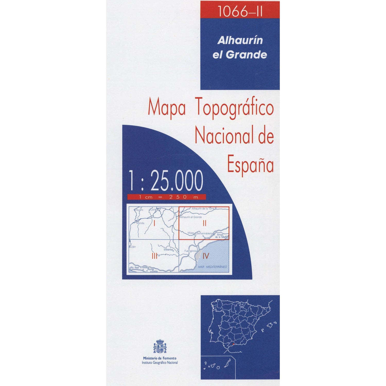 Carte topographique de l'Espagne n° 1066.2 - Alhaurín El Grande | CNIG - 1/25 000 carte de randonnée CNIG