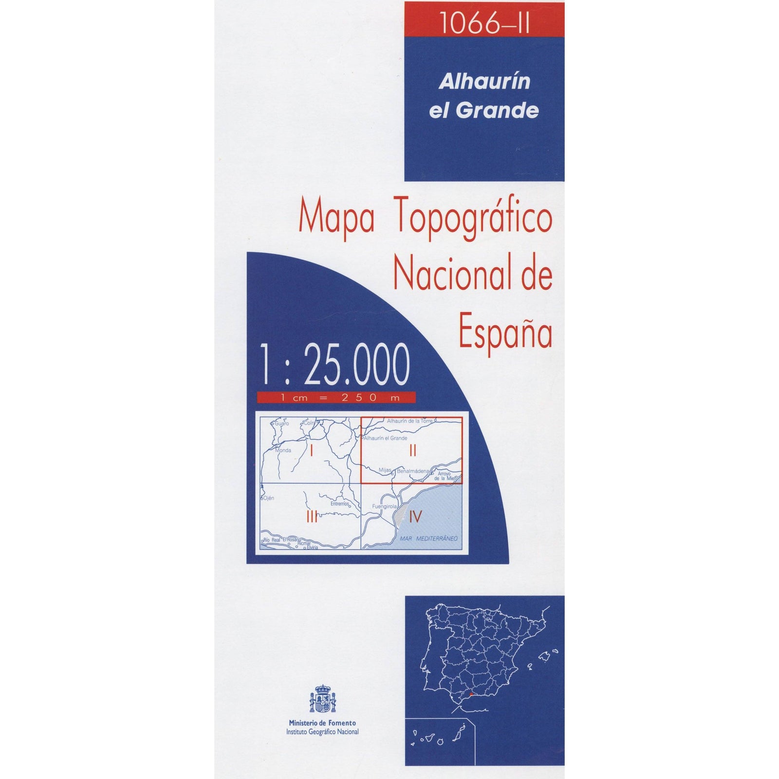 Carte topographique de l'Espagne n° 1066.2 - Alhaurín El Grande | CNIG - 1/25 000 carte de randonnée CNIG