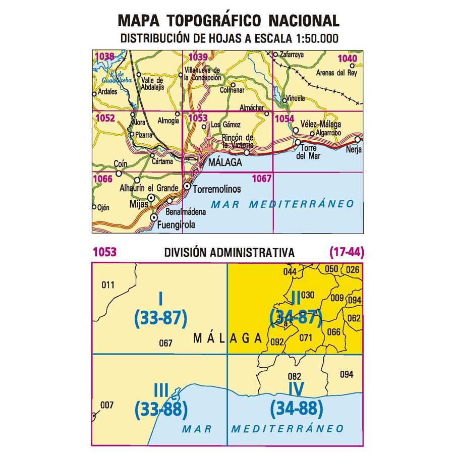Carte topographique de l'Espagne - Almáchar, n° 1053.2 | CNIG - 1/25 000 carte pliée CNIG 