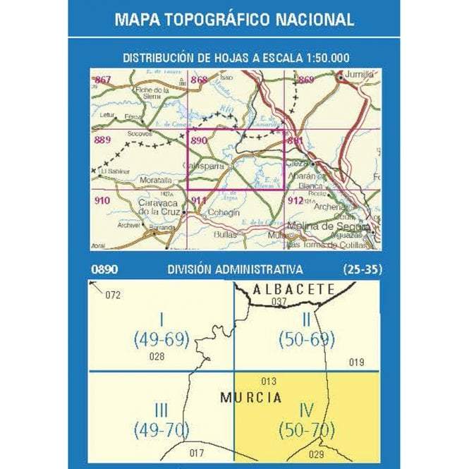 Carte topographique de l'Espagne n° 0890.4 - Almadenes | CNIG - 1/25 000 carte de randonnée CNIG