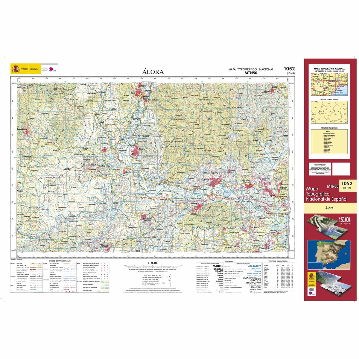 Carte topographique de l'Espagne n° 1052 - Álora | CNIG - 1/50 000 carte de randonnée CNIG Default Title