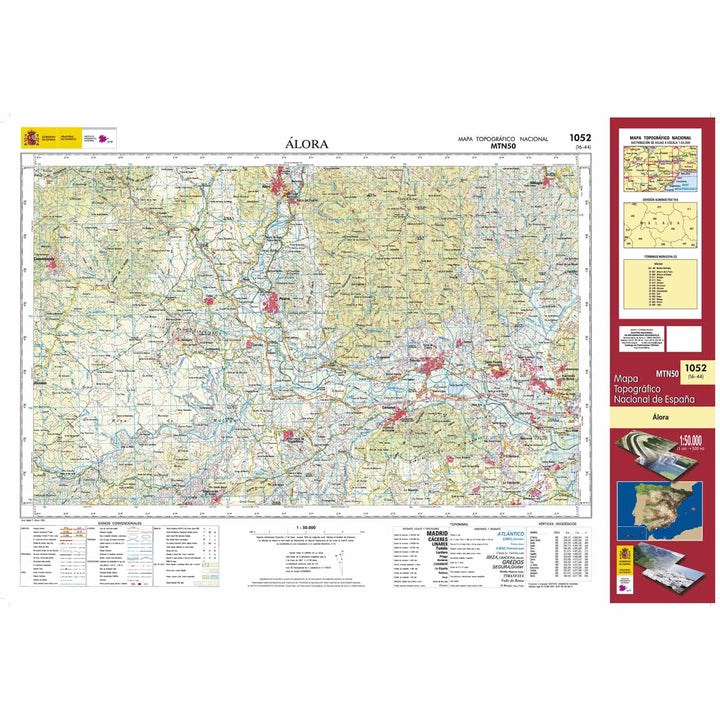 Carte topographique de l'Espagne - Álora, n° 1052 | CNIG - 1/50 000 carte pliée CNIG 