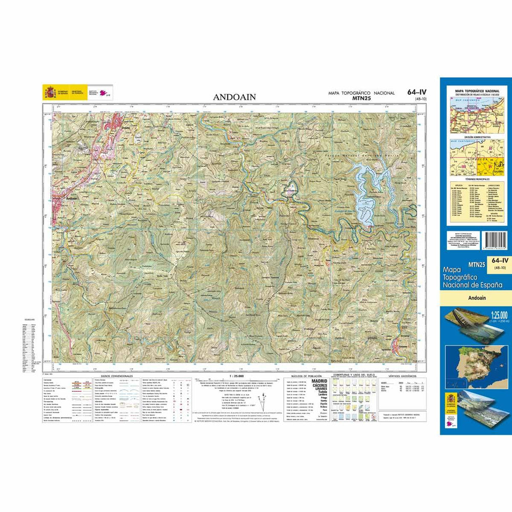 Carte topographique de l'Espagne - Andoain, n° 0064.4 | CNIG - 1/25 000 carte pliée CNIG 