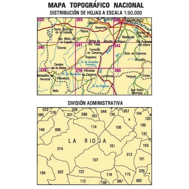 Carte topographique de l'Espagne n° 0241 - Anguiano | CNIG - 1/50 000 carte de randonnée CNIG