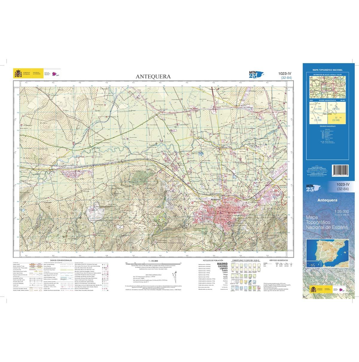 Carte topographique de l'Espagne n° 1023.4 - Antequera | CNIG - 1/25 000 carte de randonnée CNIG