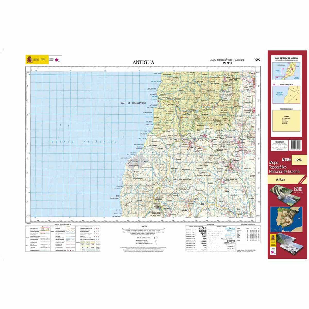 Carte topographique de l'Espagne - Antigua (Fuerteventura), n° 1093 | CNIG - 1/50 000 carte pliée CNIG 
