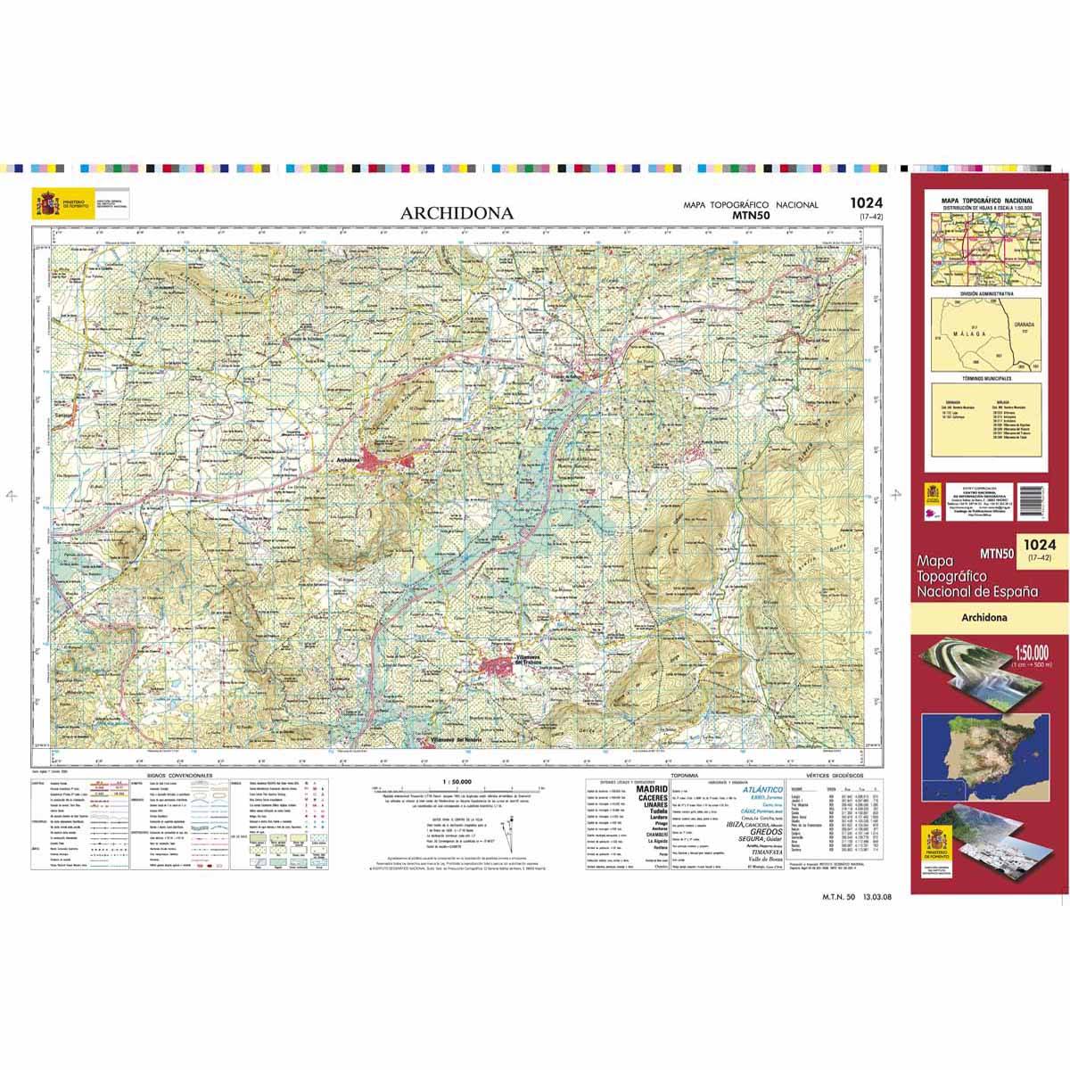 Carte topographique de l'Espagne n° 1024 - Archidona | CNIG - 1/50 000 carte de randonnée CNIG Default Title