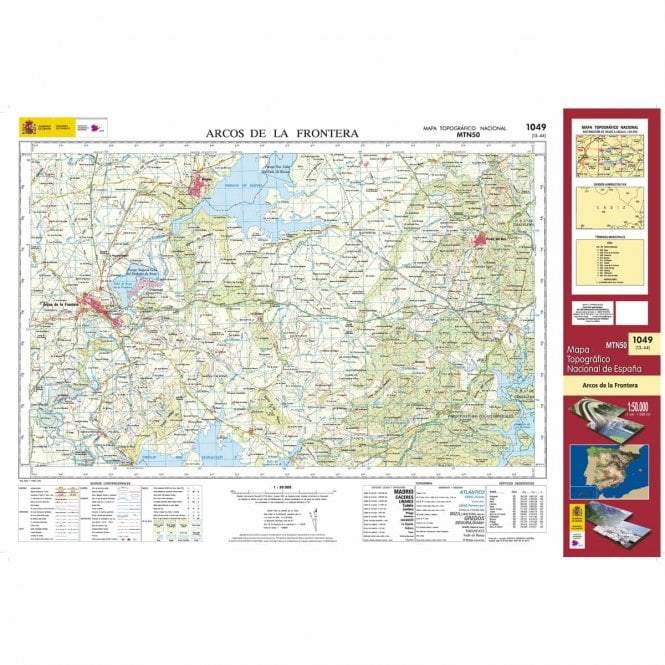 Carte topographique de l'Espagne n° 1049 - Arcos de la Frontera | CNIG - 1/50 000 carte de randonnée CNIG