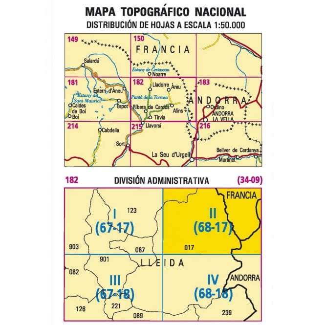 Carte topographique de l'Espagne n° 0182.2 - Àreu | CNIG - 1/25 000 carte de randonnée CNIG