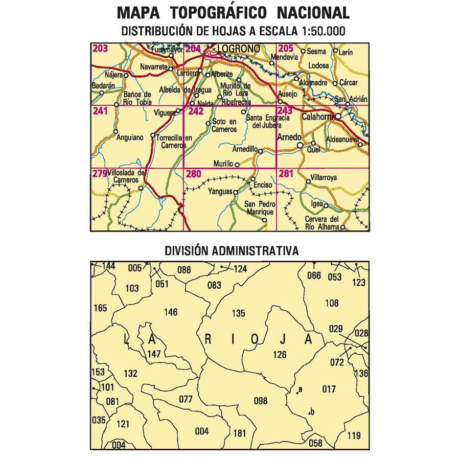 Carte topographique de l'Espagne n° 0242 - Arnedillo | CNIG - 1/50 000 carte de randonnée CNIG