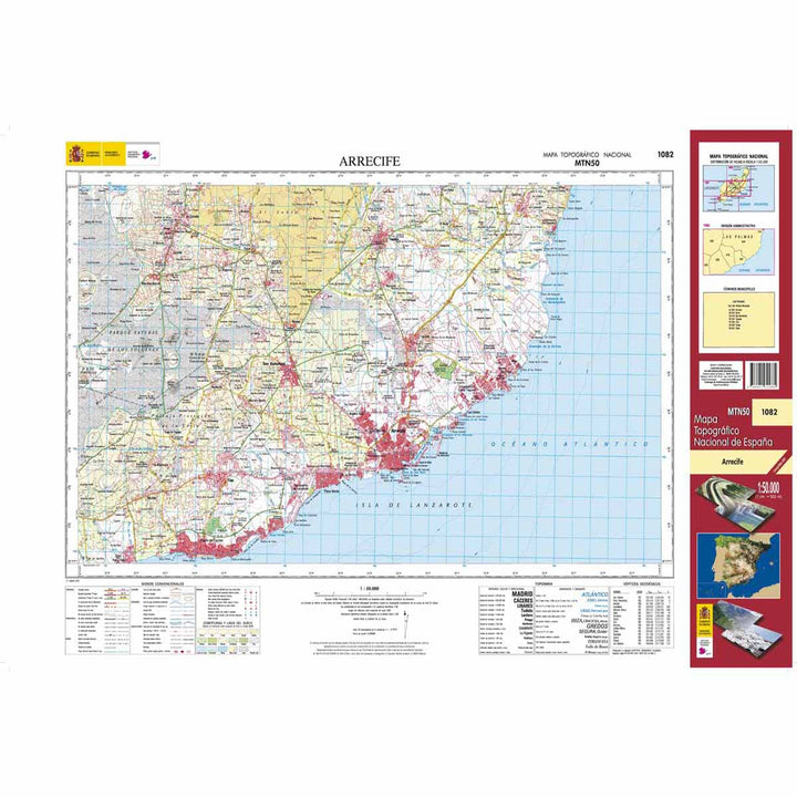 Carte topographique de l'Espagne - Arrecife (Lanzarote), n° 1082 | CNIG - 1/50 000 carte pliée CNIG 