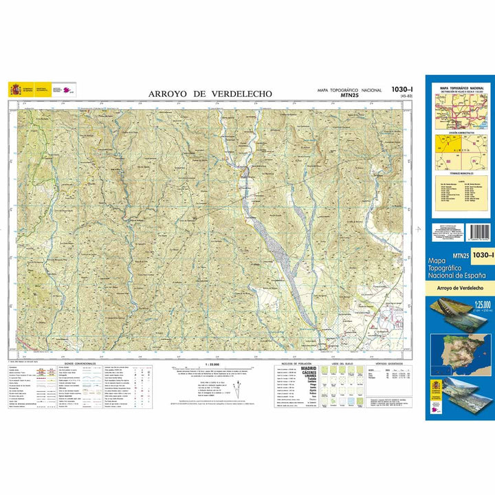 Carte topographique de l'Espagne - Arroyo de Verdelecho, n° 1030.1 | CNIG - 1/25 000 carte pliée CNIG 