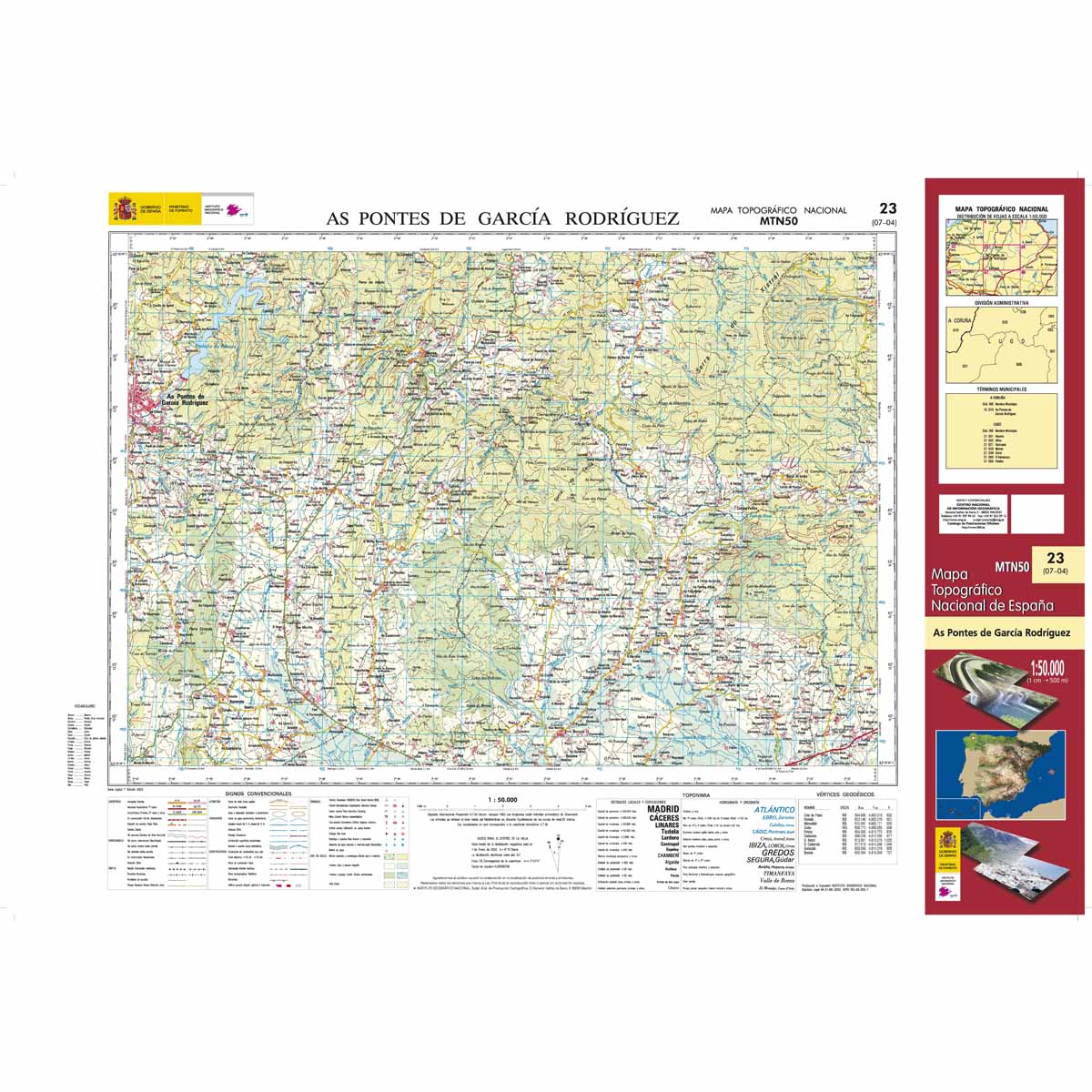 Carte topographique de l'Espagne n° 0023 - As Pontes de García Rodriguez | CNIG - 1/50 000 carte de randonnée CNIG Default Title