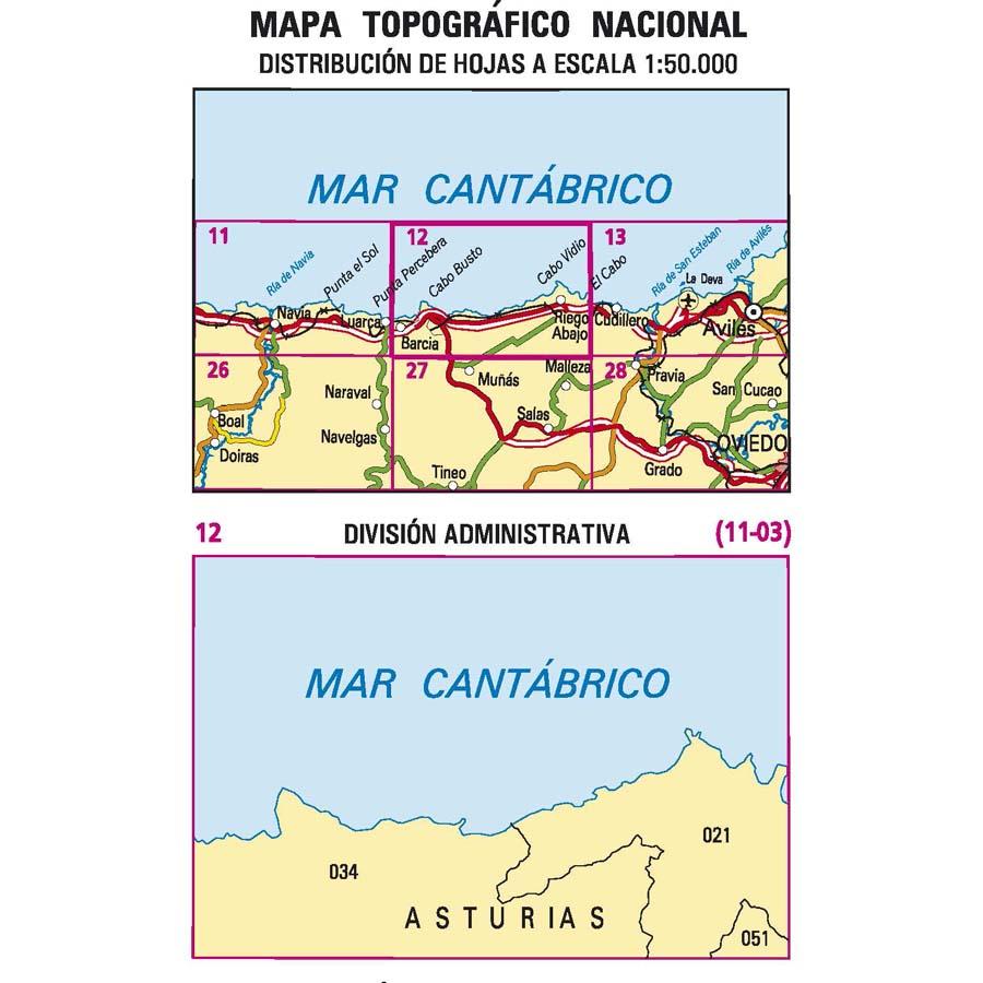 Carte topographique de l'Espagne n° 0012 - Barcia | CNIG - 1/50 000 carte de randonnée CNIG