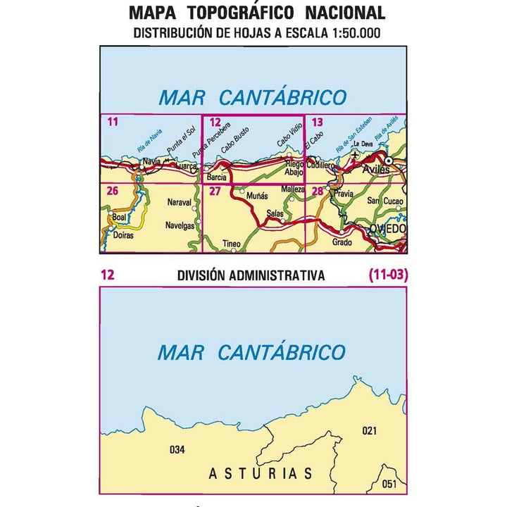 Carte topographique de l'Espagne - Barcia, n° 0012 | CNIG - 1/50 000 carte pliée CNIG 