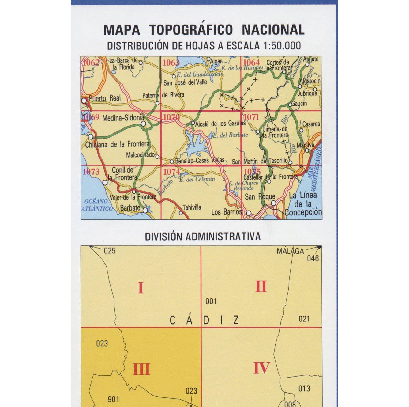 Carte topographique de l'Espagne n° 1070.3 - Benalup-Casas Viejas | CNIG - 1/25 000 carte de randonnée CNIG