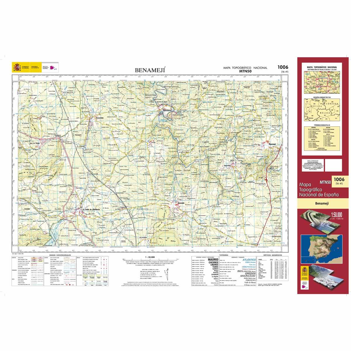 Carte topographique de l'Espagne n° 1006 - Benamejí | CNIG - 1/50 000 carte de randonnée CNIG Default Title