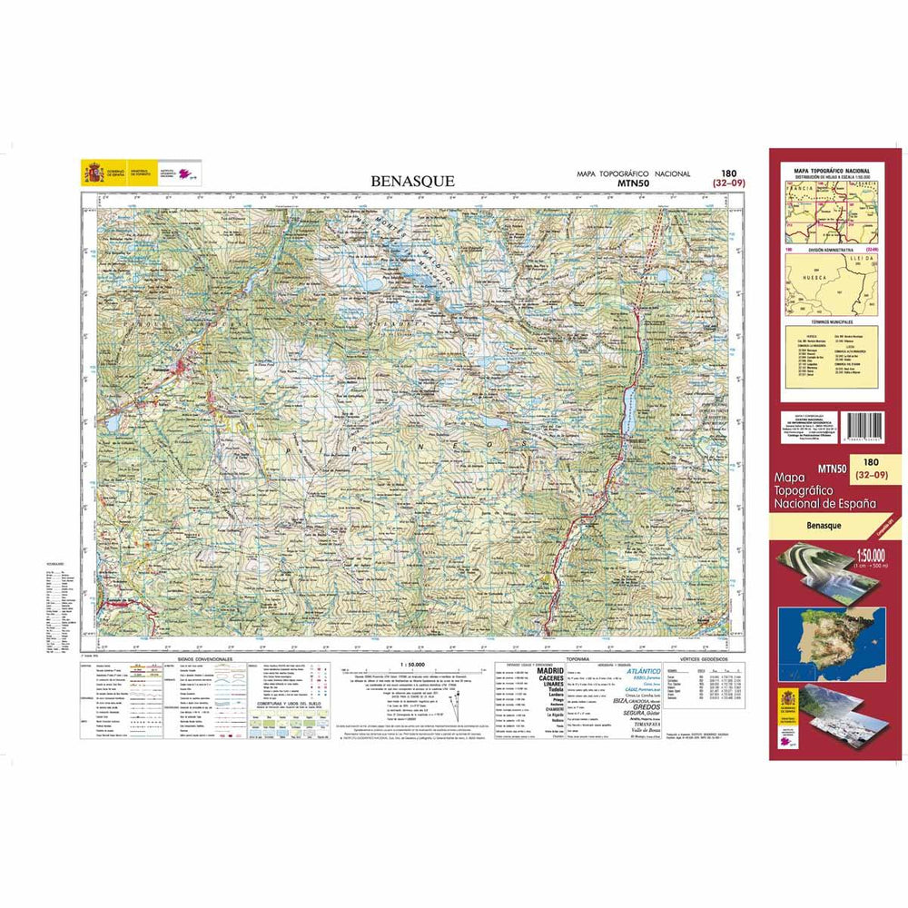 Carte topographique de l'Espagne - Benasque, n° 0180 | CNIG - 1/50 000 carte pliée CNIG 