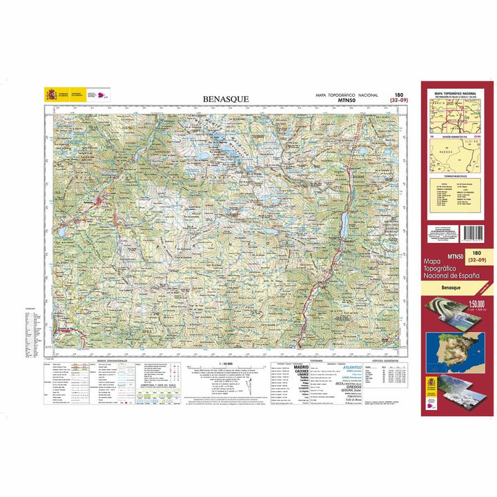 Carte topographique de l'Espagne - Benasque, n° 0180 | CNIG - 1/50 000 carte pliée CNIG 