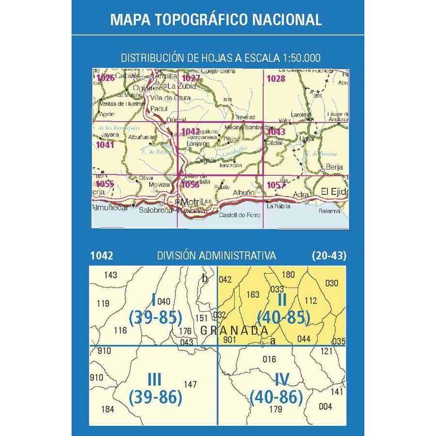 Carte topographique de l'Espagne n° 1042.2 - Bérchules | CNIG - 1/25 000 carte de randonnée CNIG