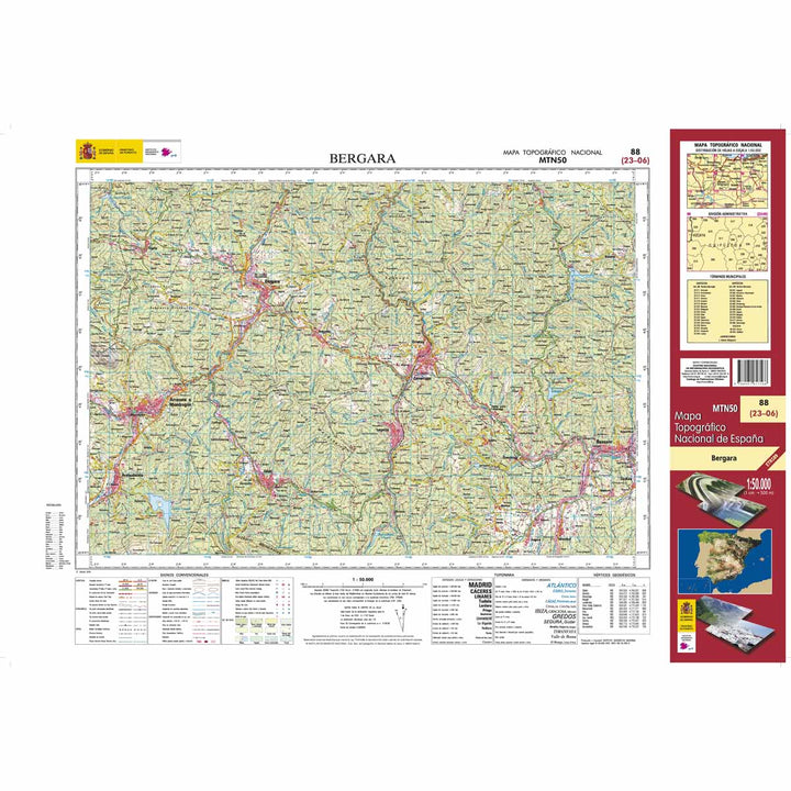 Carte topographique de l'Espagne - Bergara, n° 0088 | CNIG - 1/50 000 carte pliée CNIG 