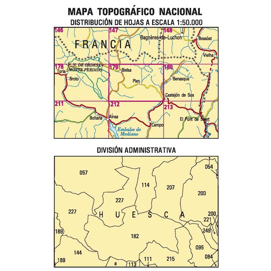 Carte topographique de l'Espagne n° 0179 - Bielsa | CNIG - 1/50 000 carte de randonnée CNIG