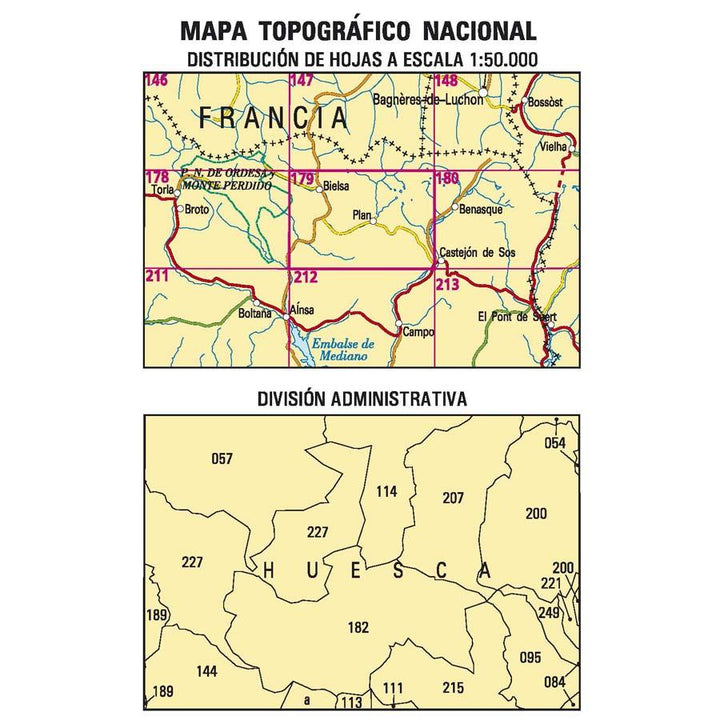 Carte topographique de l'Espagne - Bielsa, n° 0179 | CNIG - 1/50 000 carte pliée CNIG 