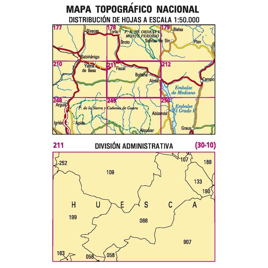 Carte topographique de l'Espagne - Boltaña, n° 0201 | CNIG - 1/50 000 carte pliée CNIG 