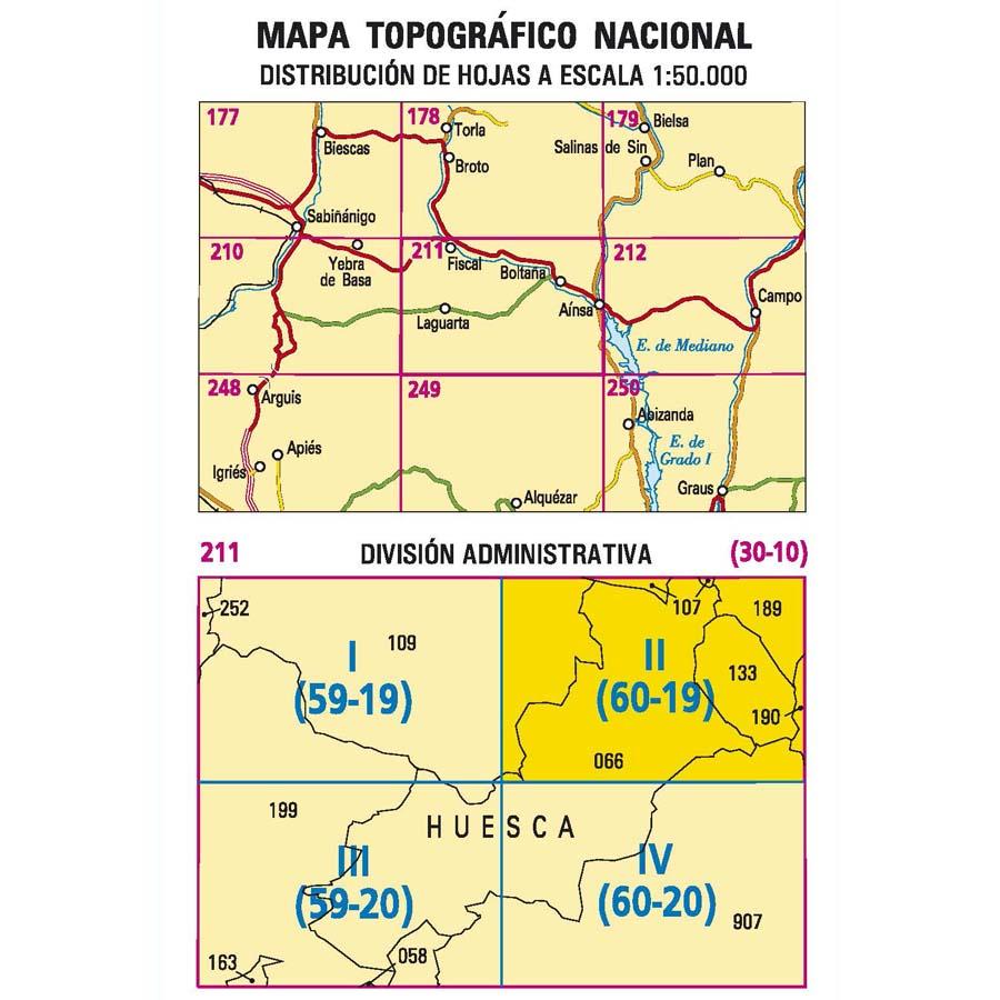 Carte topographique de l'Espagne n° 0211.2 - Boltaña | CNIG - 1/25 000 carte de randonnée CNIG
