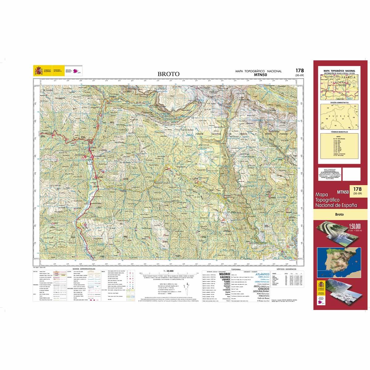 Carte topographique de l'Espagne n° 0178 - Broto | CNIG - 1/50 000 carte de randonnée CNIG Default Title