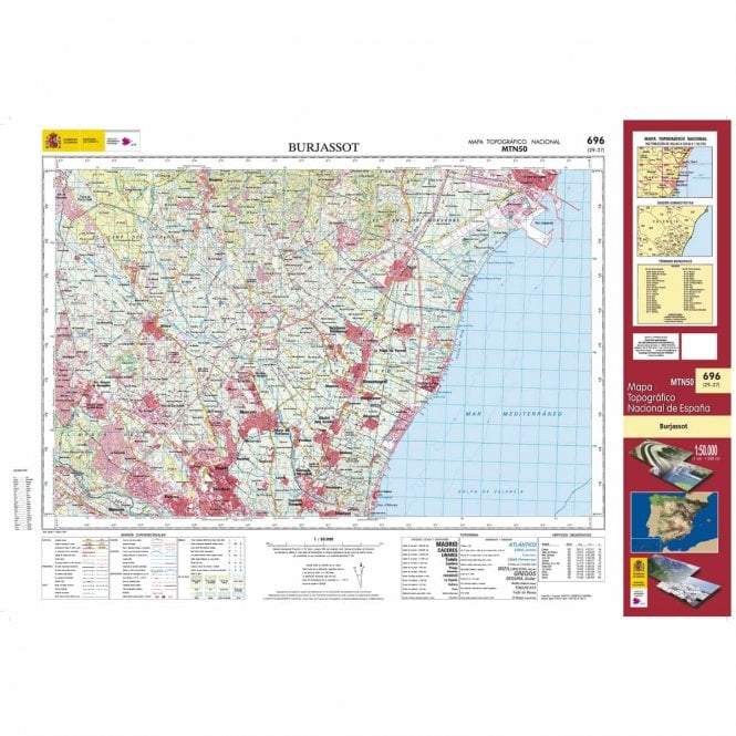 Carte topographique de l'Espagne - Burjassot, n° 696, n° 0696 | CNIG - 1/50 000 carte pliée CNIG 