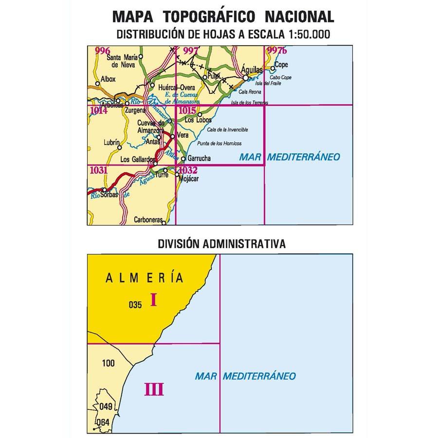 Carte topographique de l'Espagne n° 1015.1 - Burjulú | CNIG - 1/25 000 carte de randonnée CNIG