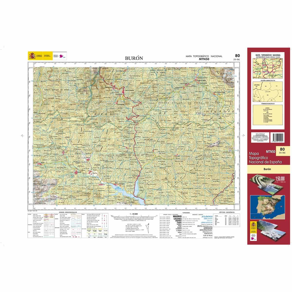 Carte topographique de l'Espagne n° 0080 - Burón | CNIG - 1/50 000 carte de randonnée CNIG Default Title