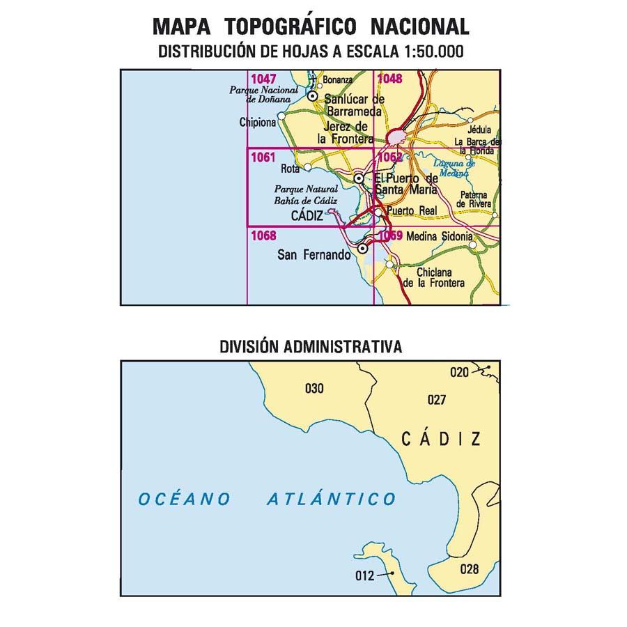 Carte topographique de l'Espagne n° 1061 - Cádiz | CNIG - 1/50 000 carte de randonnée CNIG
