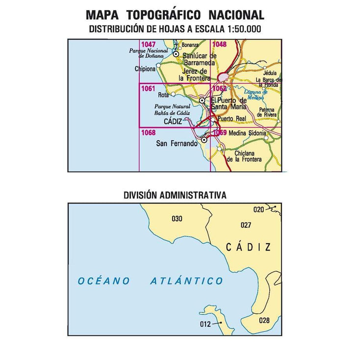 Carte topographique de l'Espagne - Cádiz, n° 1061 | CNIG - 1/50 000 carte pliée CNIG 