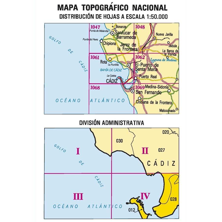 Carte topographique de l'Espagne n° 1061.4 - Cádiz | CNIG - 1/25 000 carte de randonnée CNIG