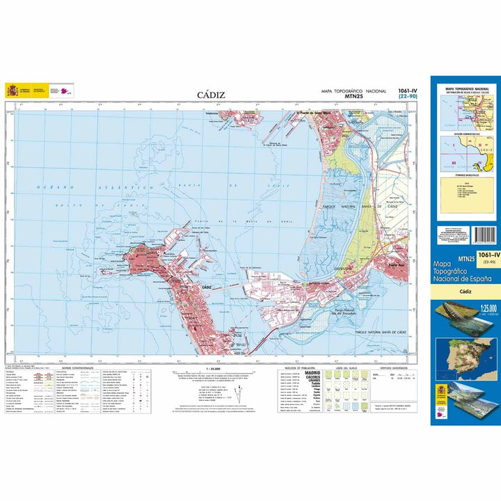 Carte topographique de l'Espagne - Cádiz, n° 1061.4 | CNIG - 1/25 000 carte pliée CNIG 