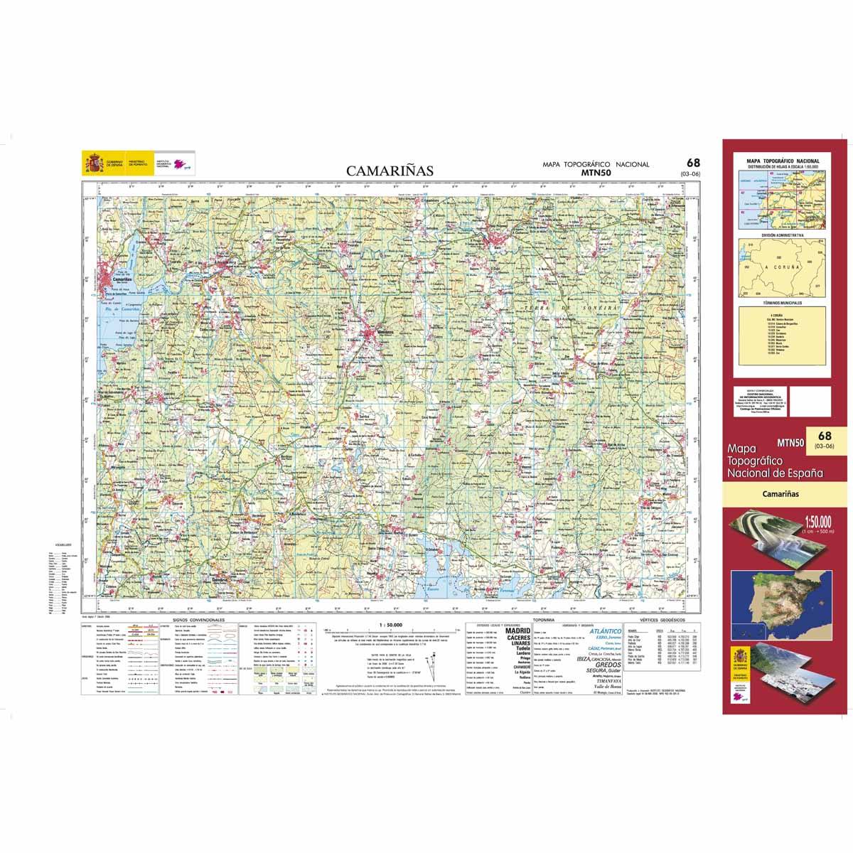 Carte topographique de l'Espagne n° 0068 - Camariñas | CNIG - 1/50 000 carte de randonnée CNIG Default Title