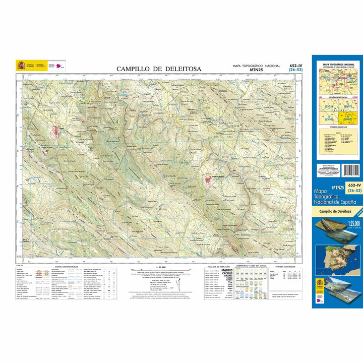 Carte topographique de l'Espagne - Campillo de Deleitosa, n° 0652.4 | CNIG - 1/25 000 carte pliée CNIG 