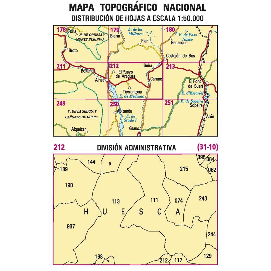 Carte topographique de l'Espagne n° 0212 - Campo | CNIG - 1/50 000 carte de randonnée CNIG