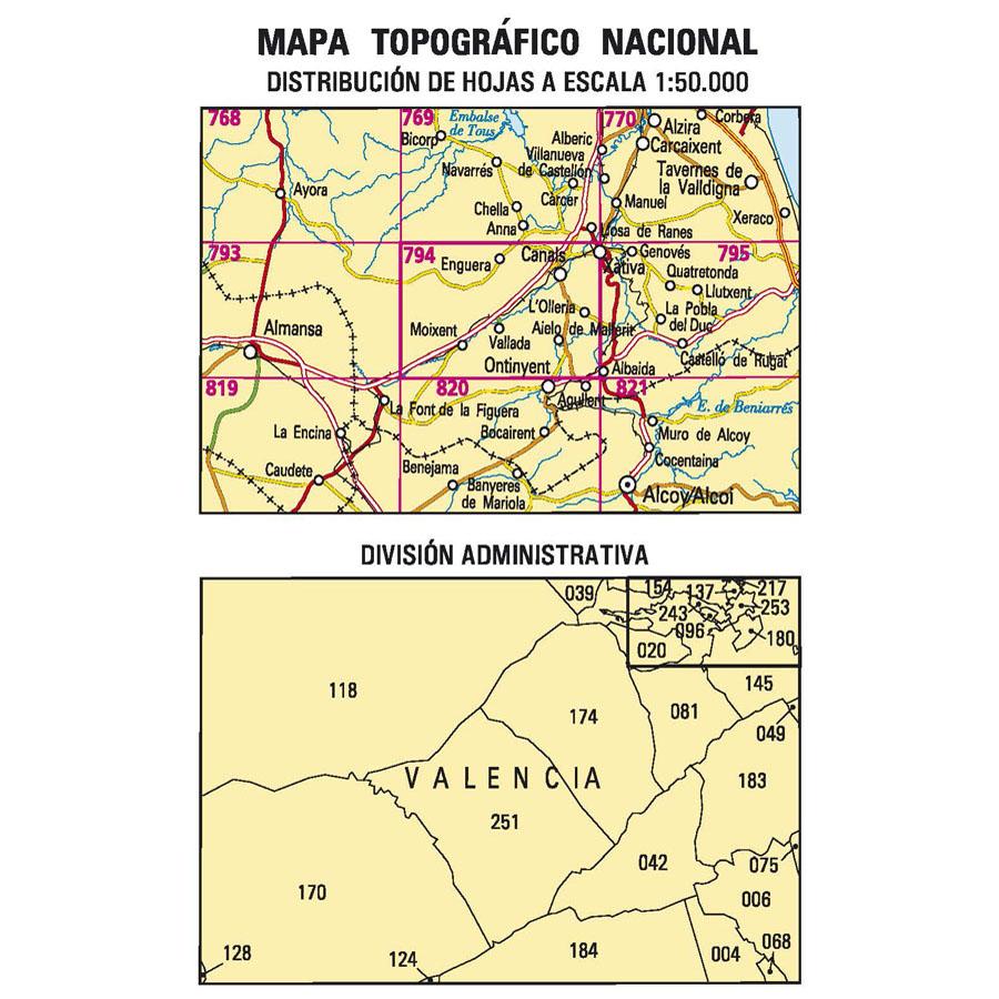 Carte topographique de l'Espagne n° 0794 - Canals | CNIG - 1/50 000 carte de randonnée CNIG