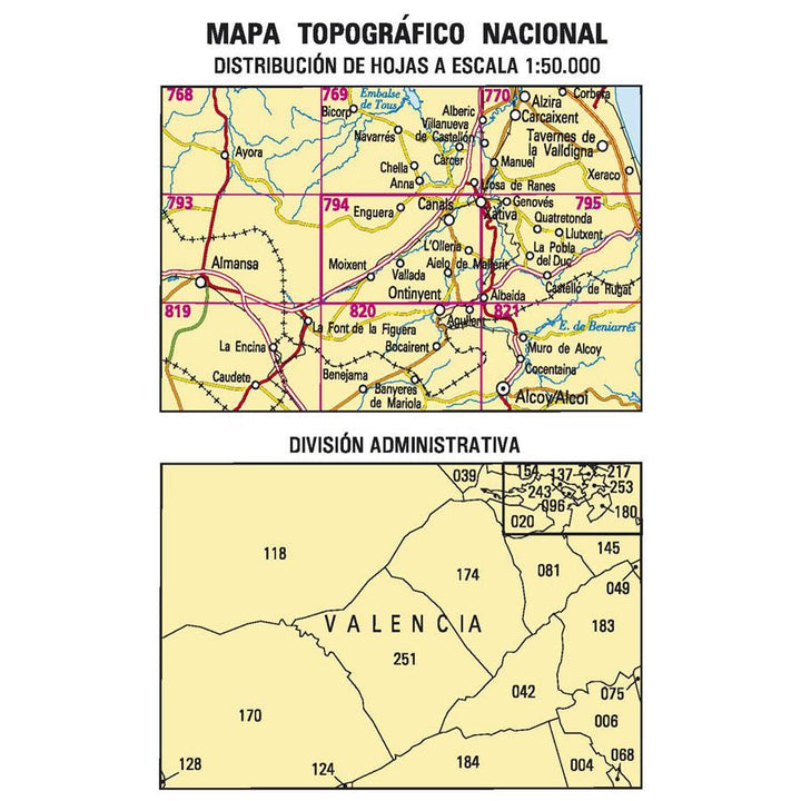 Carte topographique de l'Espagne - Canals, n° 0794 | CNIG - 1/50 000 carte pliée CNIG 