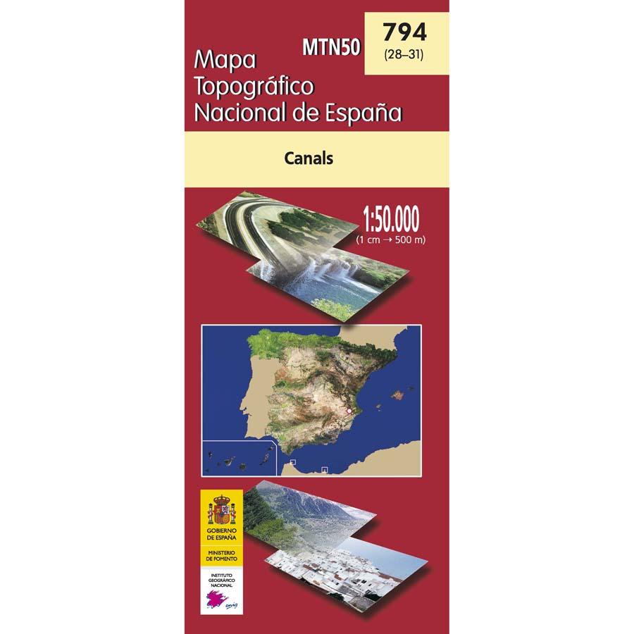 Carte topographique de l'Espagne n° 0794 - Canals | CNIG - 1/50 000 carte de randonnée CNIG